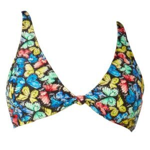 Butterfly Bikini Swimsuit Top Black Multicolor Junior's M 7-9 JH1713